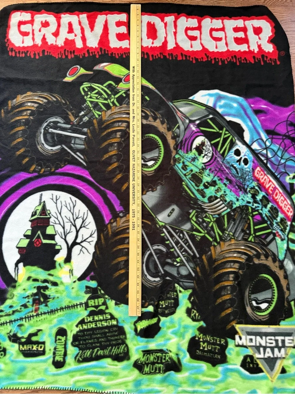 2006 Monster  Jam Grave Digger  Multicolor Monster Truck  Fleece Blanket